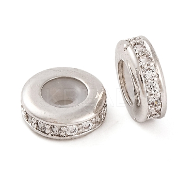 Rack Plating Brass Clear Cubic Zirconia Beads KK-M292-02P-02-1