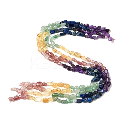 Natural Strawberry Quartz & Citrine & Amethyst & Green Aventurine & Lapis Lazuli Beads Strands G-L610-B15-01-1