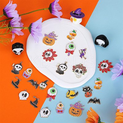 30Pcs 15 Style Halloween Alloy Enamel Pendants Sets ENAM-SZ0004-16-1