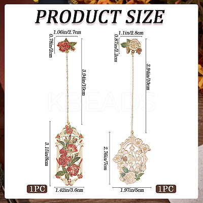 2Pcs 2 Styles Zinc Alloy Enamel Bookmarks AJEW-CP0003-98C-1