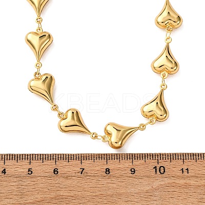 304 Stainless Steel Heart Link Chain Necklaces for Women NJEW-G178-02G-02-1