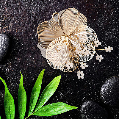 Alloy with Plastic Pearl Ornament Accessories FIND-WH20030-11A-G-1