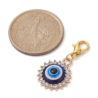 Evil Eye Alloy Enamel & Rhinestone Pendent  Decorations HJEW-JM01328-1