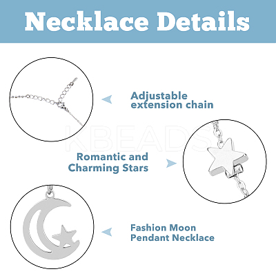 4 Sets 4 Style Sun and Moon 304 Stainless Steel Pendant Necklaces Set NJEW-FI0001-22-1