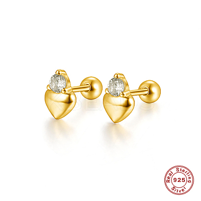 925 Sterling Silver Heart Stud Earring with Cubic Zirconia KB6220-2-1