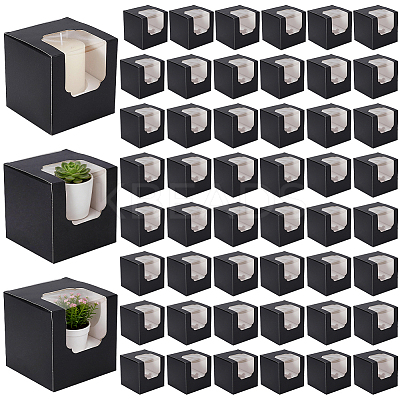 Cube Paper Cupcake Storage Boxes with Visible Window LS-BAKE-WH0002-002C-1