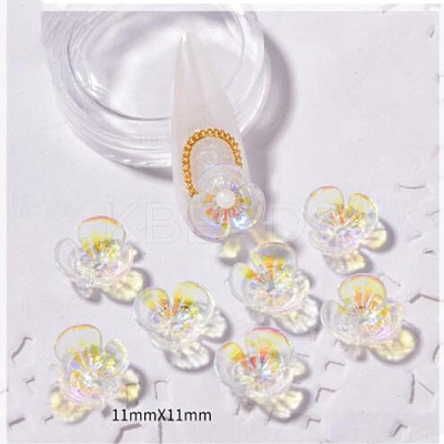 Resin 3-petals Flower Nail Art Charms MRMJ-WH0079-21-1