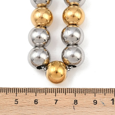 12MM Two Tone 304 Stainless Steel Round Beaded Necklaces NJEW-C101-01GP-1