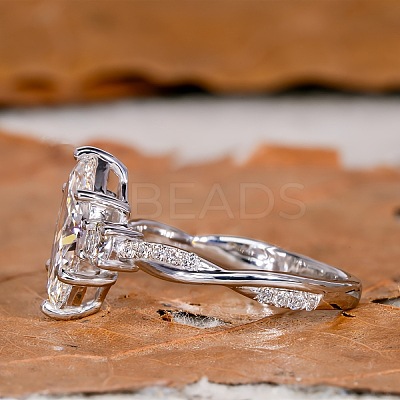 Brass Micro Pave Clear Cubic Zirconia Finger Rings FS-WG5249E-02-1