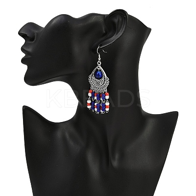 Alloy Glass Seed Beads Teardrop Chandelier Earrings EJEW-JE06509-1