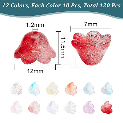 120Pcs 12 Style Glass Bead Caps GLAA-HY0001-20-1