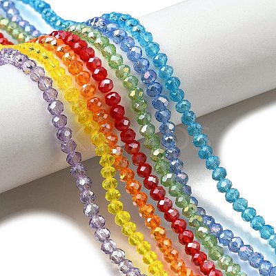 7 Strands 7 Colors Electroplate Transparent Glass Beads Strands EGLA-FP0001-03-1