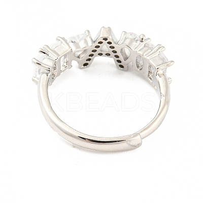26Pcs 26 Style Initial Letter A~Z Clear Cubic Zirconia Adjustable Rings Set RJEW-Q781-17P-1