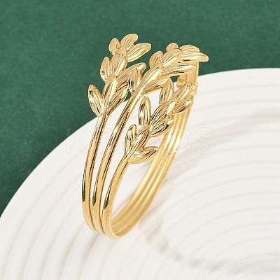 304 Stainless Steel Cuff Bangles for Women BJEW-D356-02A-G-1