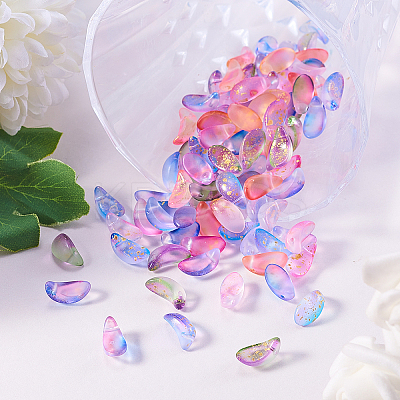100Pcs 5 Colors Handmade Foil Glass Charms FOIL-CJ0001-09-1