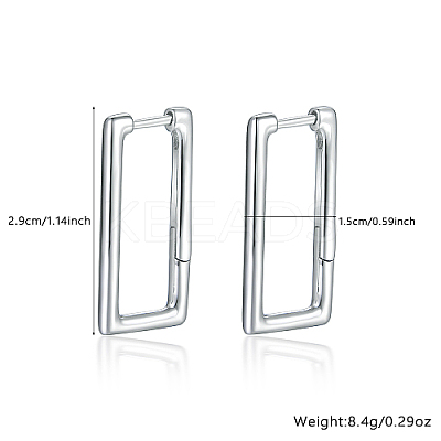 Anti-Tarnish Rhodium Plated Platinum 925 Sterling Silver Hoop Earrings DU0168-2-1