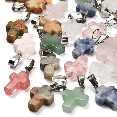 Natural & Synthetic Mixed Gemstone Pendants G-Z067-04P-01-1