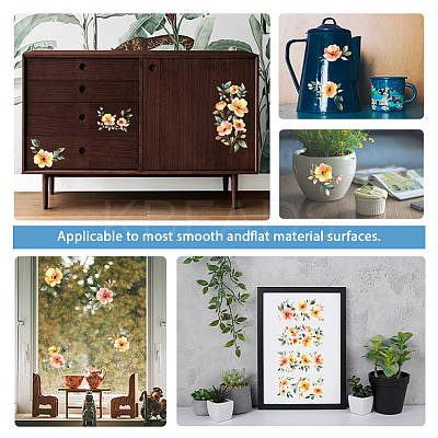 4Pcs 4 Styles Flower and Angel PVC Waterproof Decorative Stickers DIY-WH0657-049-1