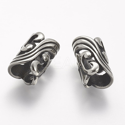 304 Stainless Steel Hollow Beads STAS-P144-01AS-1