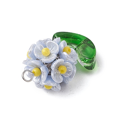 Glass Seed Beaded Flower Pendants PALLOY-MZ00521-03-1