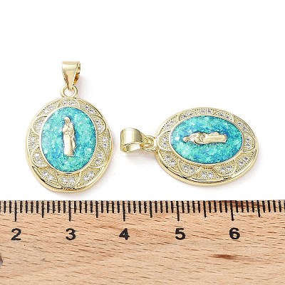Rack Plating Brass Micro Pave Clear Cubic Zirconia Pendants KK-C041-06I-G-1
