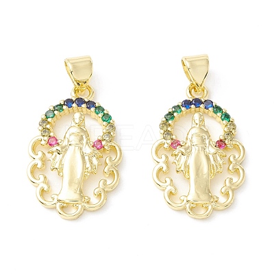 Rack Plating Brass Micro Pave Cubic Zirconia Pendants KK-E278-01G-1