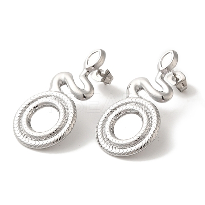 304 Stainless Steel Snake Stud Earrings EJEW-C114-32P-1
