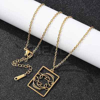 304 Stainless Steel Necklace LS-NJEW-D330-01G-12-1