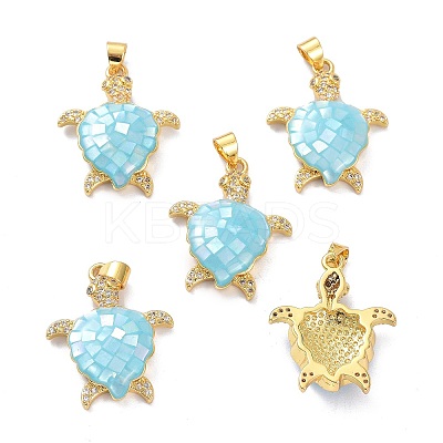 Real 18K Gold Plated Brass Micro Pave Clear Cubic Zirconia Pendants KK-D004-05G-B-1