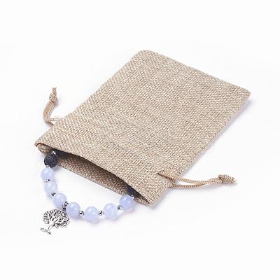 Natural Lava Rock Beads Charm Bracelets BJEW-JB03369-1