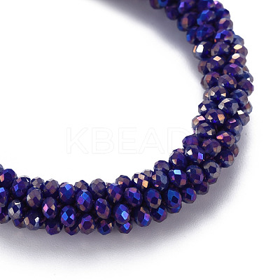 AB Color Plated Faceted Opaque Glass Beads Stretch Bracelets BJEW-S144-003D-01-1