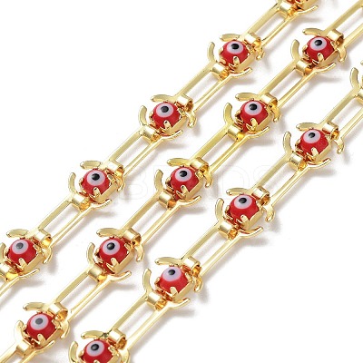 Handmade Glass Evil Eye Link Chains CHC-K014-06G-1