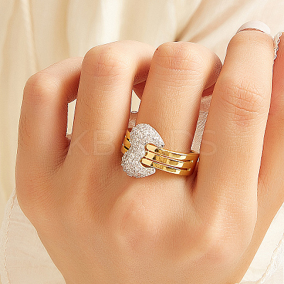 Brass Micro Pave Cubic Zirconia Finger Rings for Women IC2063-1