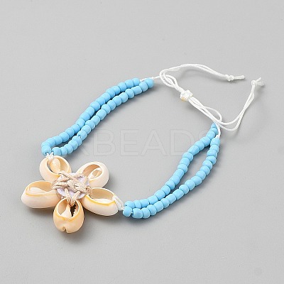 Shell Charm Bracelets BJEW-WH0041-33A-1