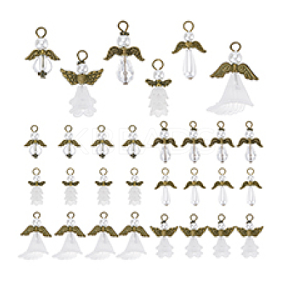 48Pcs 6 Styles Acrylic & Alloy Pendants PALLOY-PH01800-02-1