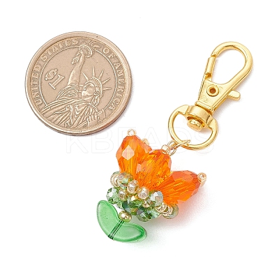 Flower Glass Pendants Decorations HJEW-MZ00248-02-1