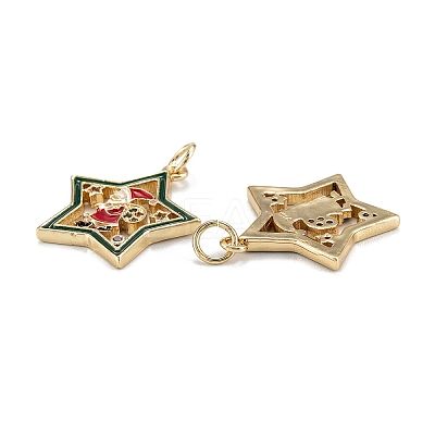 Christmas Themed Brass Micro Pave Cubic Zirconia Pendants ZIRC-L101-05G-1
