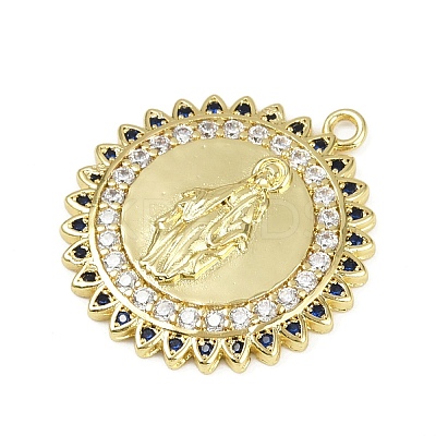 Brass Micro Pave Cubic Zirconia Pendants KK-M322-37G-1