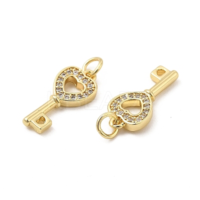 Brass Micro Pave Clear Cubic Zirconia Pendants KK-E068-VB180-1