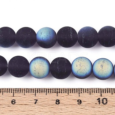 Frosted Transparent Glass Beads Strands GLAA-T032-T10mm-MBB03-1