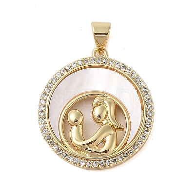 Brass Micro Pave Clear Cubic Zirconia Pendants KK-I712-51G-05-1