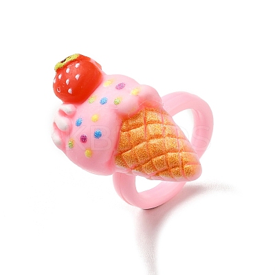 Cartoon Sweetmeats Resin Open Cuff Ring for Kids X-RJEW-K239-21-1