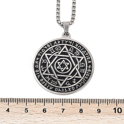 201 Stainless Steel Star of David 12 Constellation Pendant Necklaces LS-NJEW-K283-32P-1