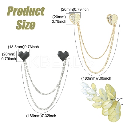 4Pcs 2 Styles Heart Rhinestone Lapel Pins JEWB-CJ0003-34-1