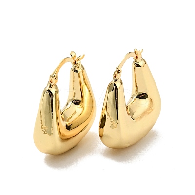 Rack Plating Brass Chunky Trapezoid Hoop Earrings for Women EJEW-G288-36G-1