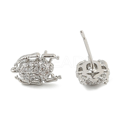 Brass Micro Pave Clear Cubic Zirconia Stud Earrings EJEW-R016-26P-07-1