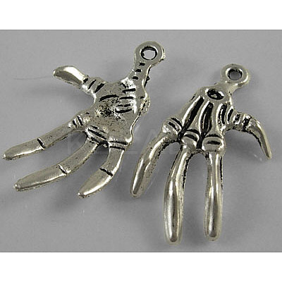 Tibetan Style Alloy Skeleton Hand Pendants for Halloween X-LF1287Y-NF-1