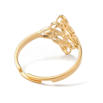 Sailor's Knot 304 Stainless Steel Hollow Adjustable Ring for Women LS-RJEW-E073-04G-1