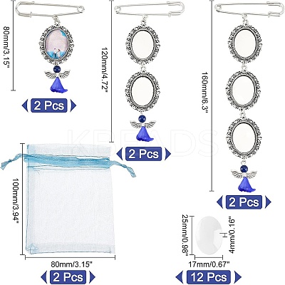6Pcs 3 Style Photo Charm Alloy Brooches DIY-CA0004-26-1