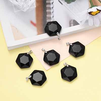 Natural Dyed & Heated Black Agate Pendants G-E487-95F-1